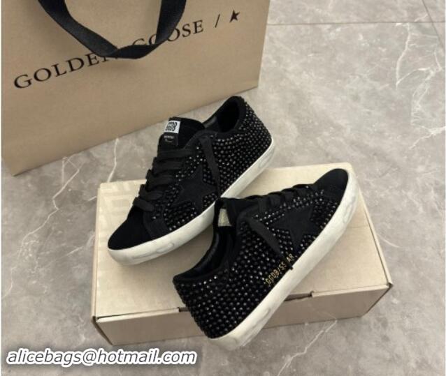 Durable Golden Goose Super-Star Sneakers in black suede with Strass and black suede star 1113001