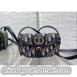 Grade Cheap Dior Bobby Mini Bag in Oblique Jacquard M9042 Blue 2024