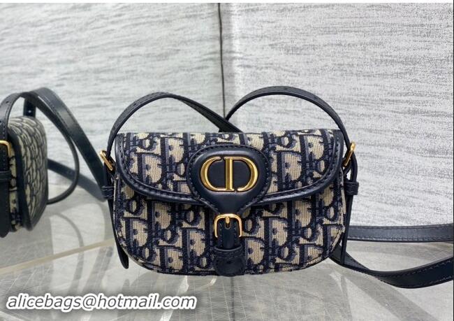 Grade Cheap Dior Bobby Mini Bag in Oblique Jacquard M9042 Blue 2024