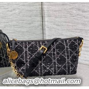 Promotional Dior Diorstar Hobo Bag with Chain in Cannage Tweed 1212 Black 2024