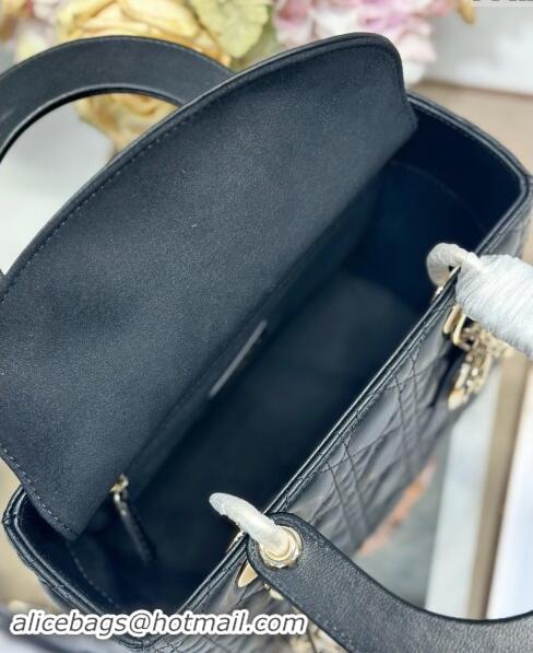 Super Quality Dior Medium Lady Dior Bag in Cannage Lambskin with Letters Chain D2026 Black 2024