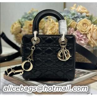 Trendy Design Dior Small Lady Dior Bag in Cannage Lambskin with Letters Chain CD2028 Black 2024