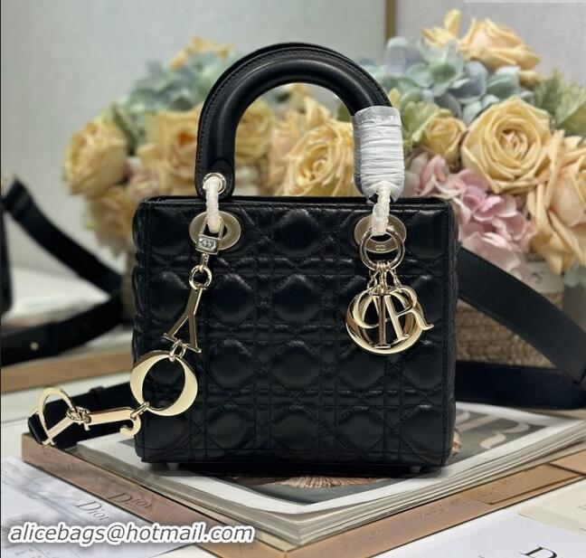 Trendy Design Dior Small Lady Dior Bag in Cannage Lambskin with Letters Chain CD2028 Black 2024