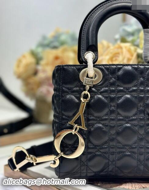 Trendy Design Dior Small Lady Dior Bag in Cannage Lambskin with Letters Chain CD2028 Black 2024