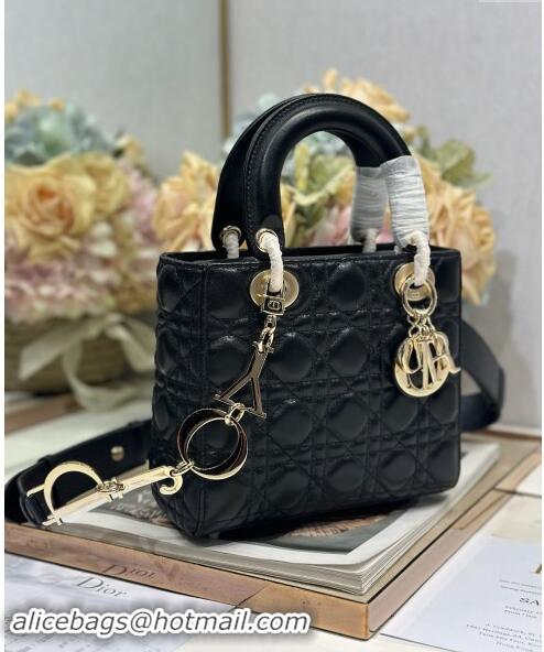 Trendy Design Dior Small Lady Dior Bag in Cannage Lambskin with Letters Chain CD2028 Black 2024