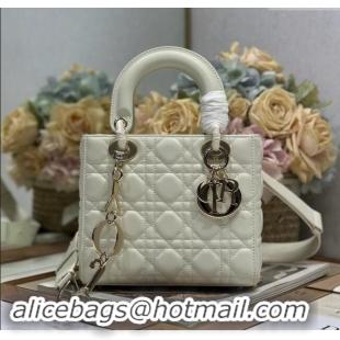 Well Crafted Dior Small Lady Dior Bag in Cannage Lambskin with Letters Chain CD2028 White 2024