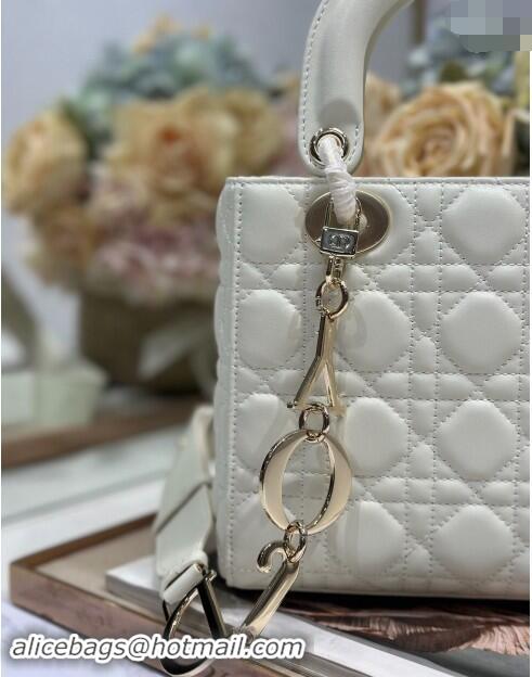 Well Crafted Dior Small Lady Dior Bag in Cannage Lambskin with Letters Chain CD2028 White 2024