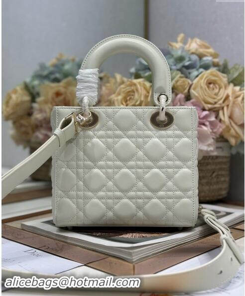 Well Crafted Dior Small Lady Dior Bag in Cannage Lambskin with Letters Chain CD2028 White 2024