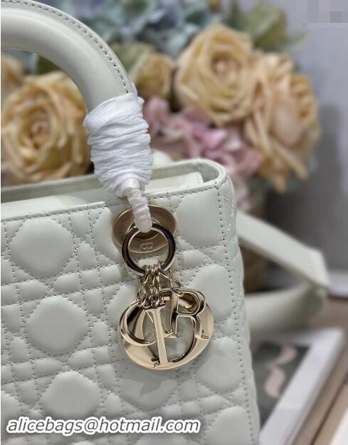 Well Crafted Dior Small Lady Dior Bag in Cannage Lambskin with Letters Chain CD2028 White 2024