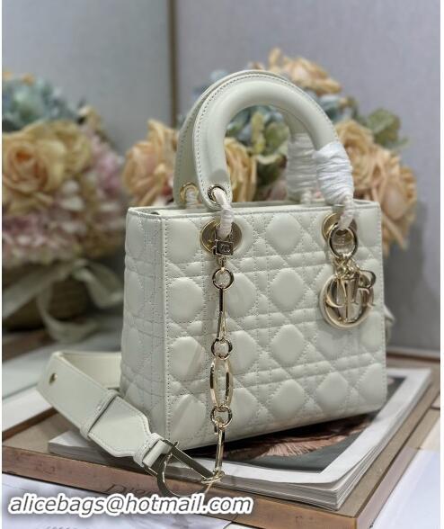 Well Crafted Dior Small Lady Dior Bag in Cannage Lambskin with Letters Chain CD2028 White 2024