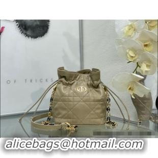 Shop Best Dior Miss Caro Mini Bucket Bag with Drawstring in Macrocannage Lambskin 2032 Beige 2024