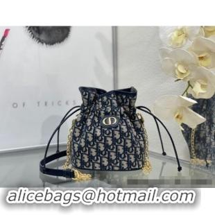 Best Price Dior 30 Montaigne Mini Bucket Bag with Drawstring Dior Oblique Jacquard 2032 Blue 2024