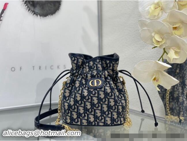 Best Price Dior 30 Montaigne Mini Bucket Bag with Drawstring Dior Oblique Jacquard 2032 Blue 2024