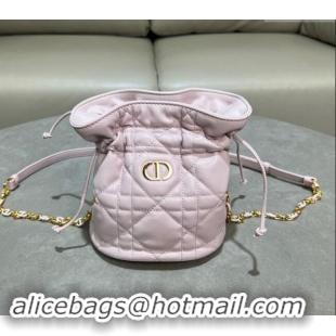 Good Product Dior Miss Caro Mini Bucket Bag with Drawstring in Macrocannage Lambskin 2032 Light Pink 2024