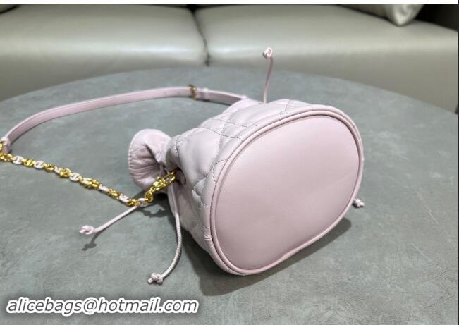 Good Product Dior Miss Caro Mini Bucket Bag with Drawstring in Macrocannage Lambskin 2032 Light Pink 2024