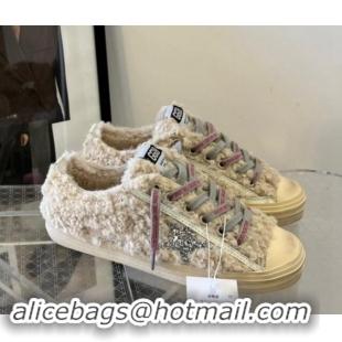 Discount Golden Goose V-Star Sneakers in shearling allover with silver glitter star 1113009