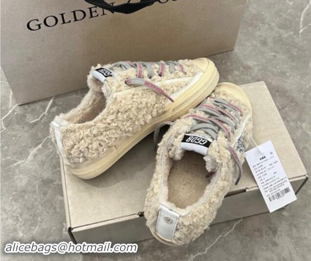 Discount Golden Goose V-Star Sneakers in shearling allover with silver glitter star 1113009