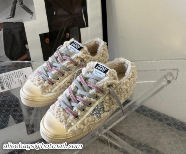 Discount Golden Goose V-Star Sneakers in shearling allover with silver glitter star 1113009