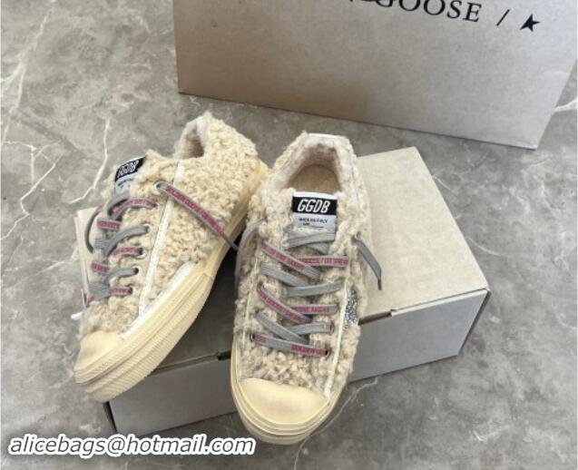 Discount Golden Goose V-Star Sneakers in shearling allover with silver glitter star 1113009