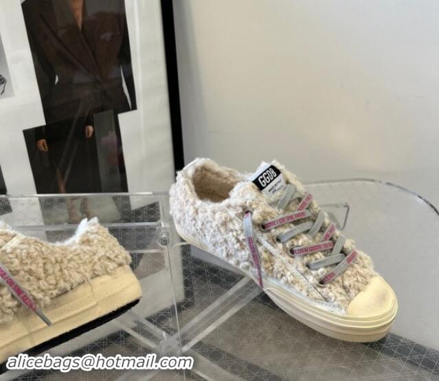 Discount Golden Goose V-Star Sneakers in shearling allover with silver glitter star 1113009