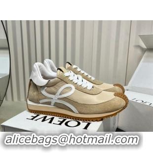 Sophisticated Loewe Flow Runner Sneakers in Nylon and Suede Bege 1113061