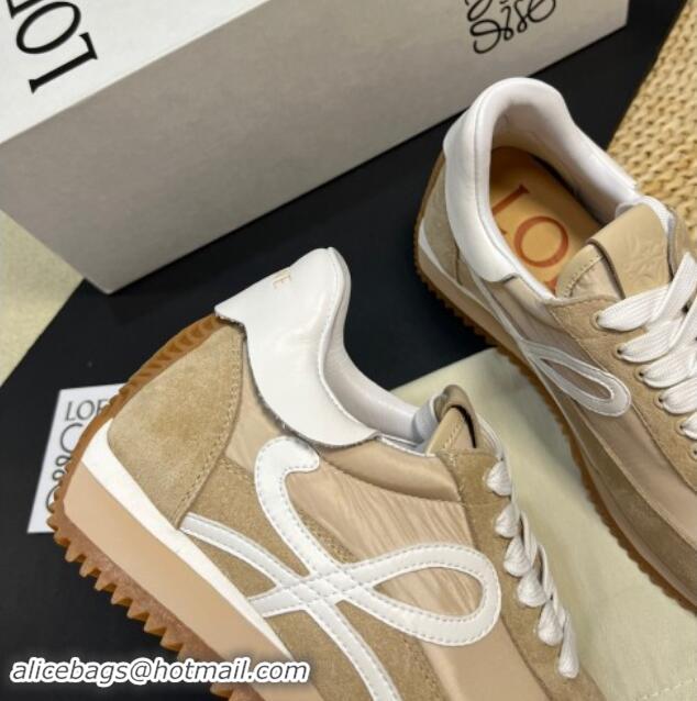 Sophisticated Loewe Flow Runner Sneakers in Nylon and Suede Bege 1113061