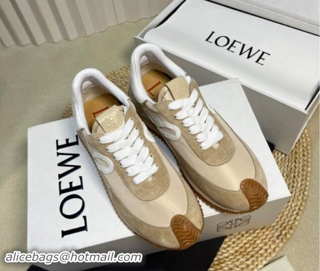 Sophisticated Loewe Flow Runner Sneakers in Nylon and Suede Bege 1113061