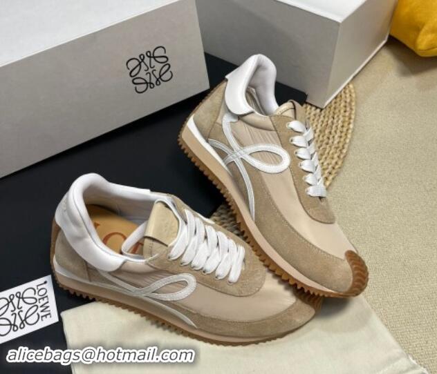 Sophisticated Loewe Flow Runner Sneakers in Nylon and Suede Bege 1113061