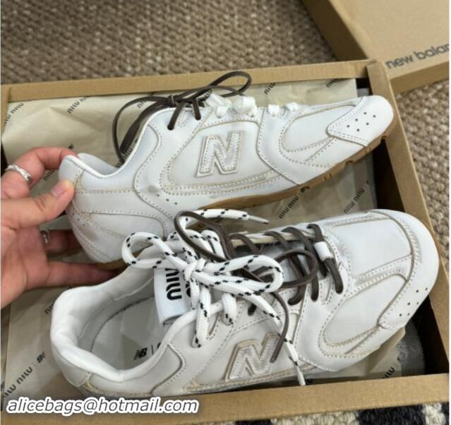 Best Price New Balance X Miu Miu 530 SL Leather Sneakers 5E165E White 4110447