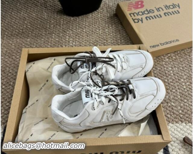 Best Price New Balance X Miu Miu 530 SL Leather Sneakers 5E165E White 4110447