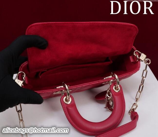 Buy Discount Dior Small Lady D-Joy Bag in Cannage Lambskin M0541 Red 2024