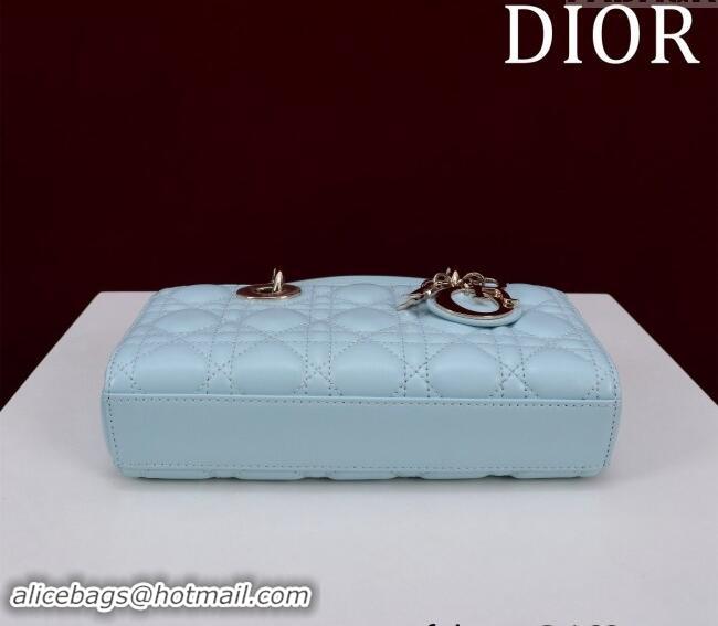 Promotional Dior Small Lady D-Joy Bag in Cannage Lambskin M0541 Light Blue 2024