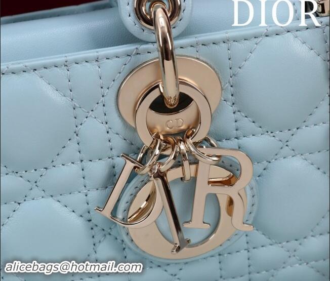 Promotional Dior Small Lady D-Joy Bag in Cannage Lambskin M0541 Light Blue 2024