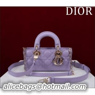 Top Quality Dior Small Lady D-Joy Bag in Cannage Lambskin M0541 Light Purple 2024