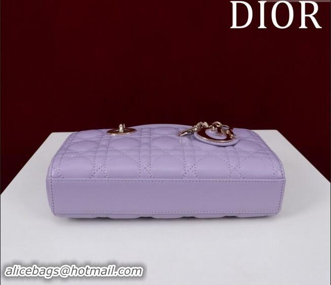 Top Quality Dior Small Lady D-Joy Bag in Cannage Lambskin M0541 Light Purple 2024