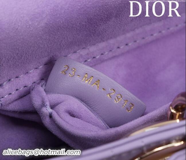 Top Quality Dior Small Lady D-Joy Bag in Cannage Lambskin M0541 Light Purple 2024