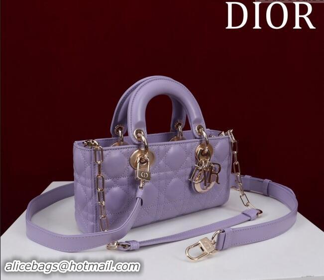 Top Quality Dior Small Lady D-Joy Bag in Cannage Lambskin M0541 Light Purple 2024