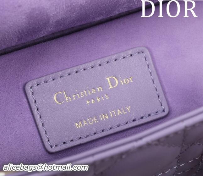 Top Quality Dior Small Lady D-Joy Bag in Cannage Lambskin M0541 Light Purple 2024