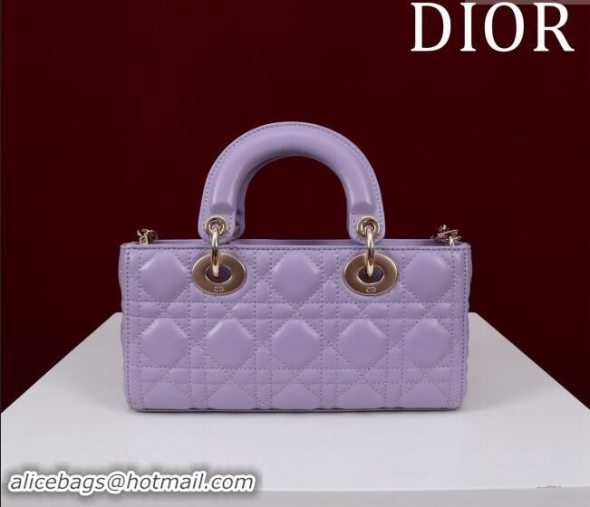 Top Quality Dior Small Lady D-Joy Bag in Cannage Lambskin M0541 Light Purple 2024