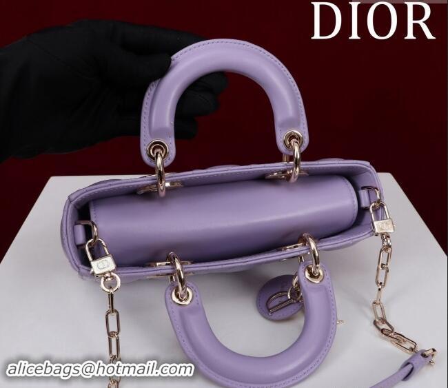 Top Quality Dior Small Lady D-Joy Bag in Cannage Lambskin M0541 Light Purple 2024