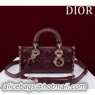 Classic Best Dior Small Lady D-Joy Bag in Cannage Lambskin M0541 Dark Burgundy 2024