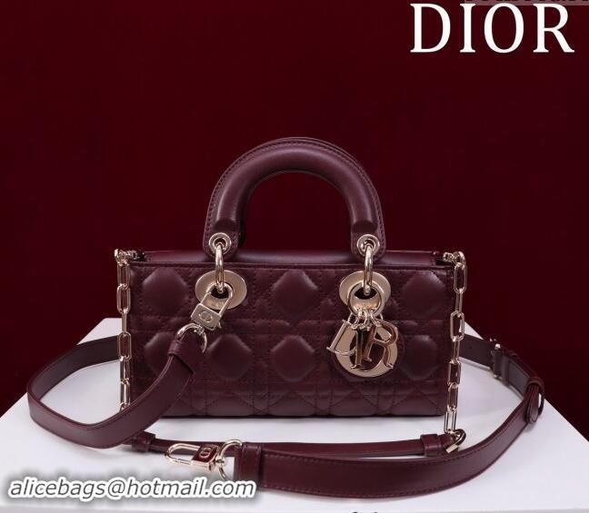 Classic Best Dior Small Lady D-Joy Bag in Cannage Lambskin M0541 Dark Burgundy 2024