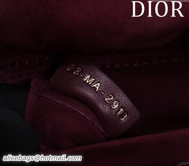 Classic Best Dior Small Lady D-Joy Bag in Cannage Lambskin M0541 Dark Burgundy 2024