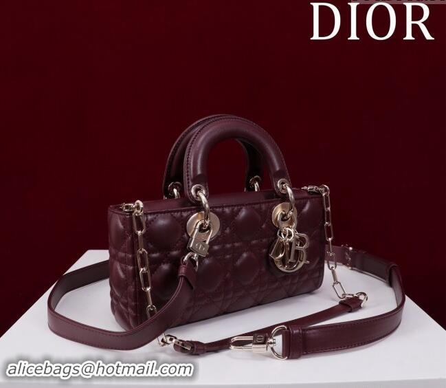 Classic Best Dior Small Lady D-Joy Bag in Cannage Lambskin M0541 Dark Burgundy 2024