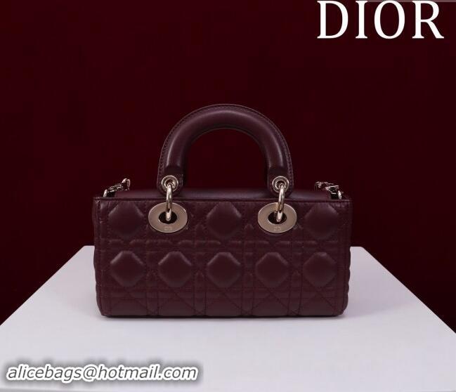 Classic Best Dior Small Lady D-Joy Bag in Cannage Lambskin M0541 Dark Burgundy 2024