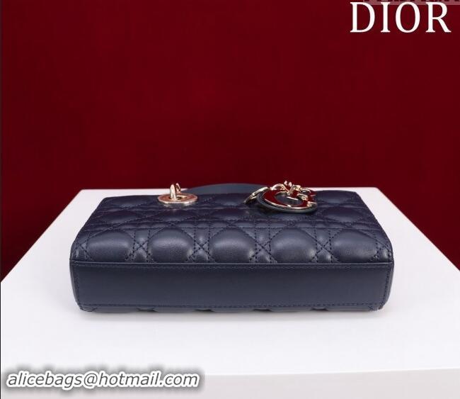 Good Product Dior Small Lady D-Joy Bag in Cannage Lambskin M0541 Dark Blue 2024