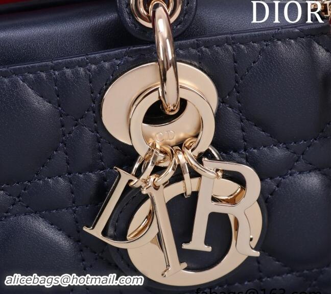 Good Product Dior Small Lady D-Joy Bag in Cannage Lambskin M0541 Dark Blue 2024