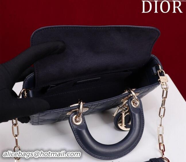 Good Product Dior Small Lady D-Joy Bag in Cannage Lambskin M0541 Dark Blue 2024