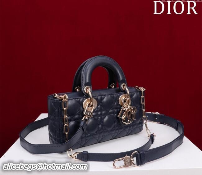 Good Product Dior Small Lady D-Joy Bag in Cannage Lambskin M0541 Dark Blue 2024