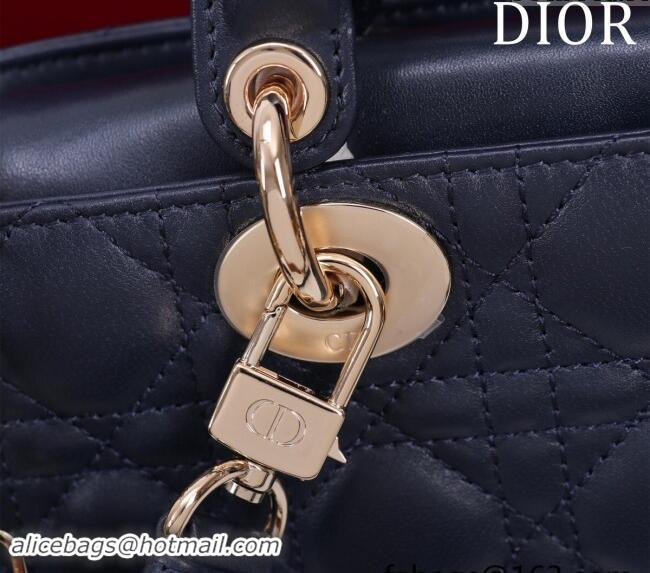 Good Product Dior Small Lady D-Joy Bag in Cannage Lambskin M0541 Dark Blue 2024